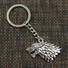 Fashion 30mm Key Ring Metal Key Chain Keychain Jewelry Antique Bronze Silver Color Plated Ice And Fire Dire Wolf 32x44mm Pendant ► Photo 3/5