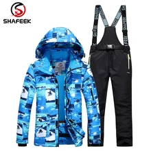 SHAFEEK Водонепроницаемая термальная Лыжная куртка+ брюки для сноуборда мужской лыжный и Сноубординг лыжный костюм зимний лыжный костюм для мужчин