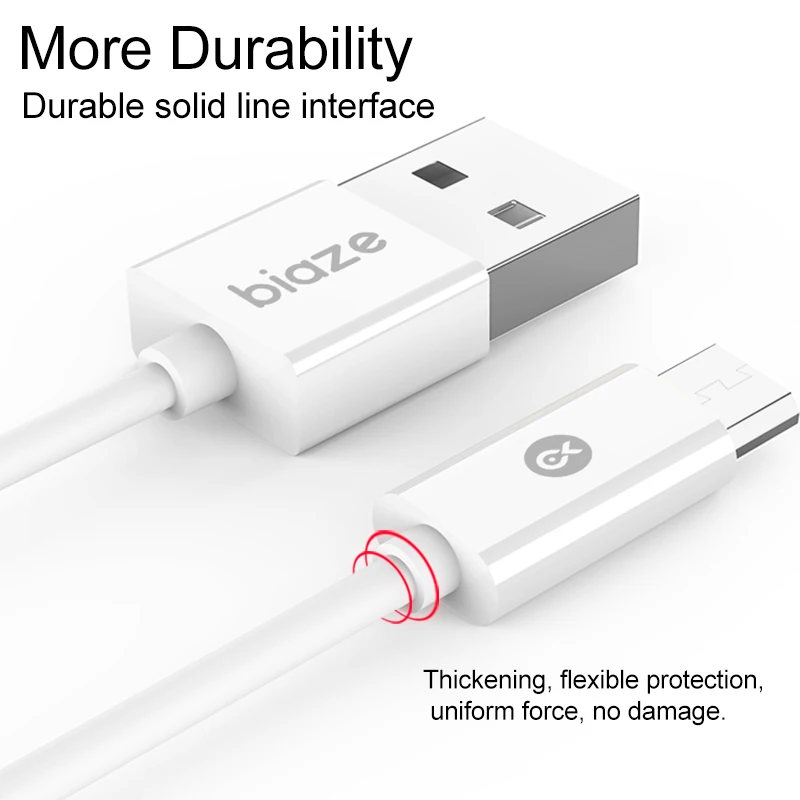 Biaze 120 سنتيمتر المصغّر usb كابل 2A سريع مزامنة بيانات كابل شحن سامسونج هواوي Xiaomi LG Andriod سلك Microusb الهاتف المحمول الكابلات