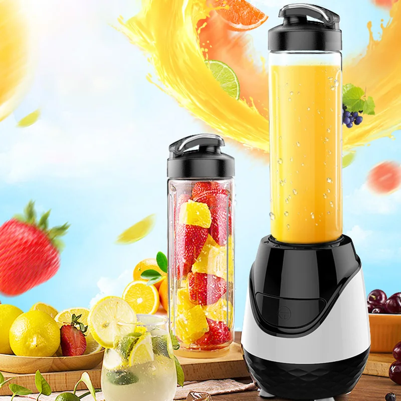 

600ml Home Portable Electric Juicer Automatic Fruit Vegetable Citrus Juice Extractor With Double Cup Mixing Cup