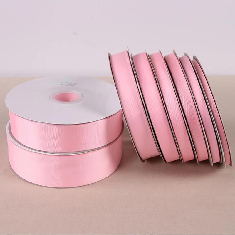 

25 Yards\lot 6mm-40 mm Width Pink Polyester Grosgrain Ribbon For Wedding Party Crafts Gift Packing Belt DIY Material Ribbons