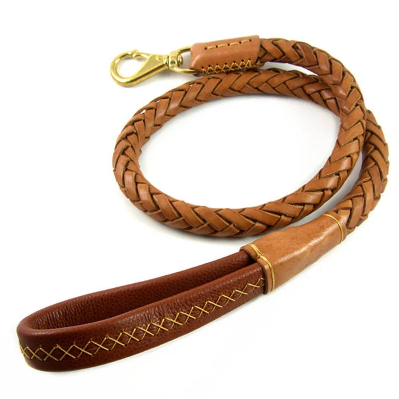 

High Quality 20*115CM Braided Genuine Leather Round Rope Leash (Leash Only), for Medium & Small Dog/Pet Free Shipping