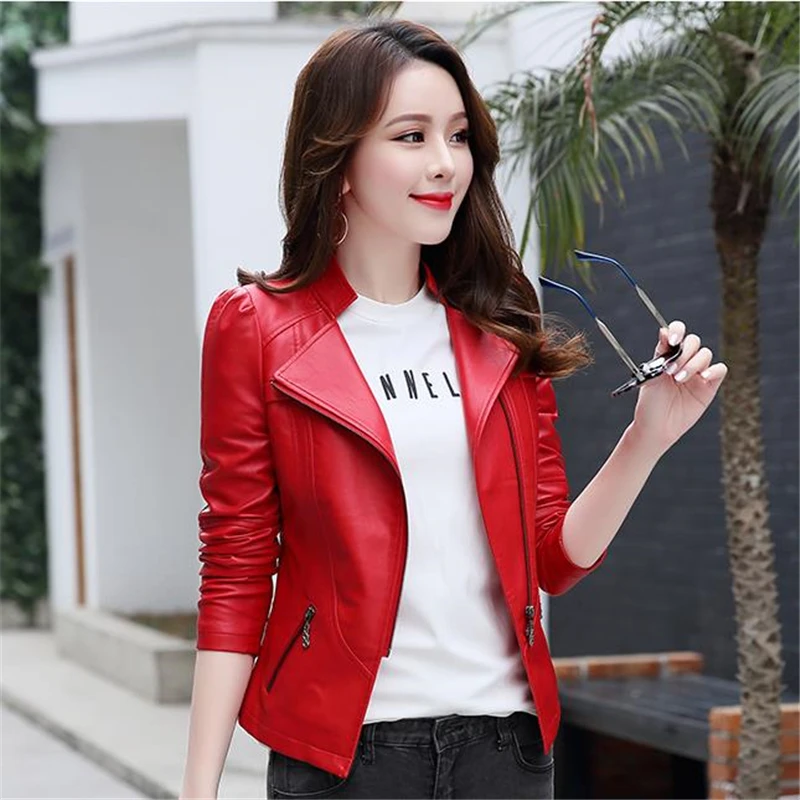 

Plus Size Spring Leather Jackets Woman Oversize Pu Jacket Female Autumn Leather Motor Overcoat Lady Winter Outerwear La Chaqueta