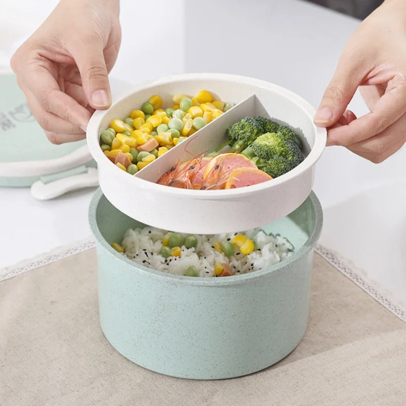 

Wheat Straw Environment-friendly Double-layer Lunch Box Student Portable Lunch Refrigerator Food Lunch Box
