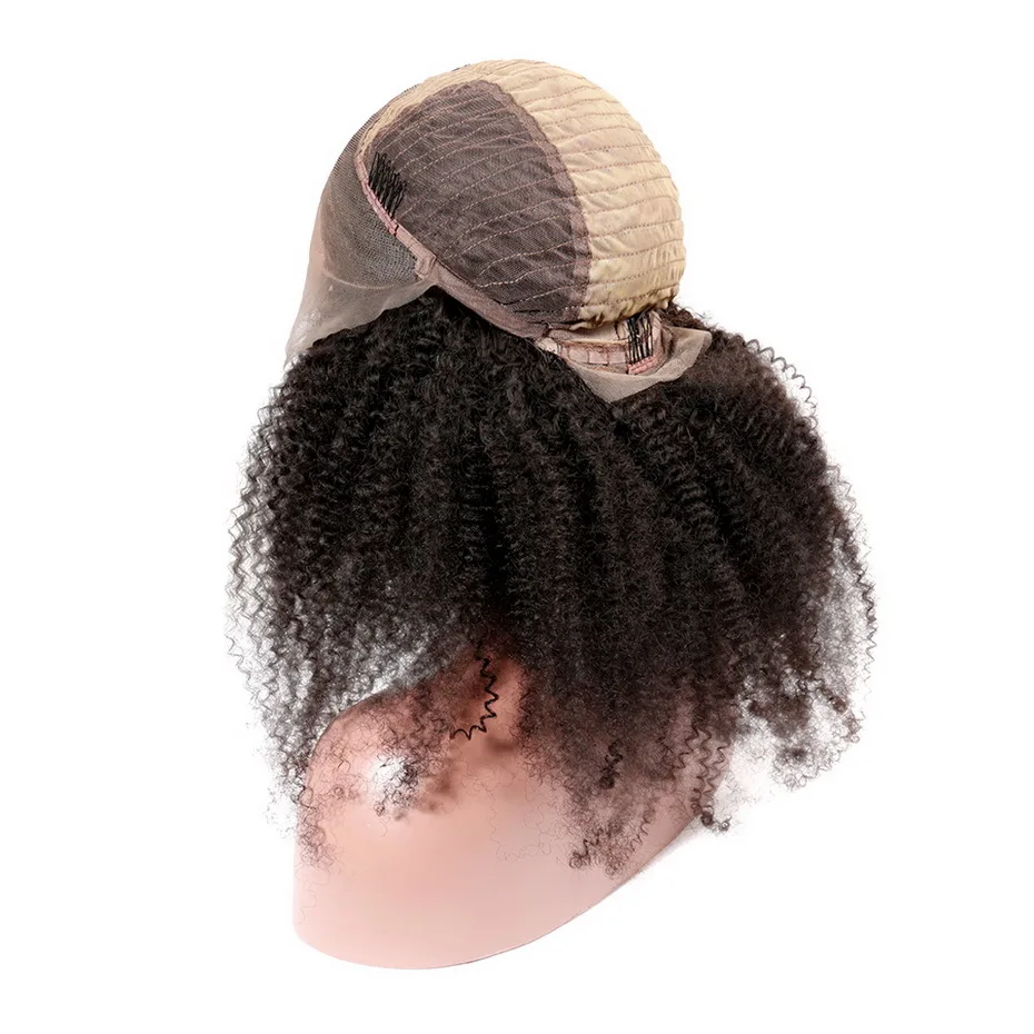 Монгольский афро кудрявый парик Remy 13x4 предварительно выщипанные кружевные фронтальные парики с детскими волосами 150 плотность 4B 4C Kink Curl человеческие волосы парик