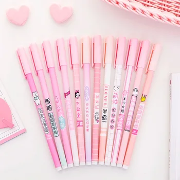 

4pcs/lot Pink series black ink Gel Pen Signature Pen Escolar Papelaria School Office Supply Promotional Gift japanese stationery