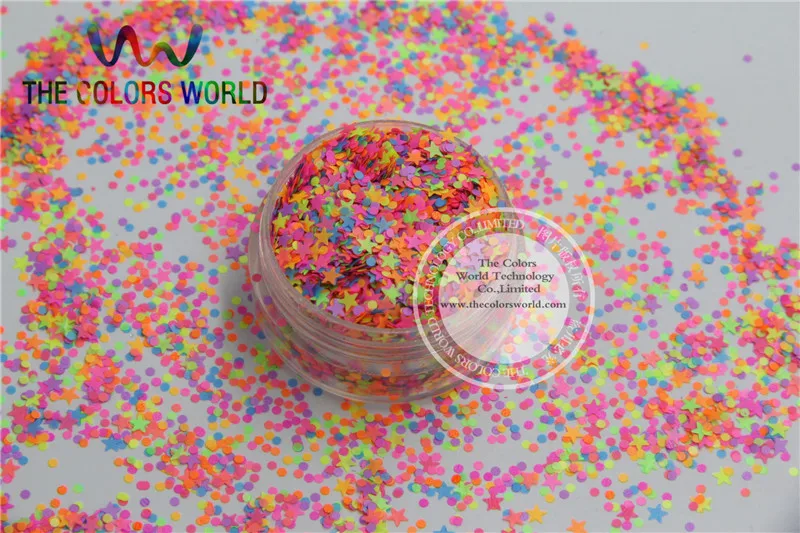 Misture o Brilho Solvente do Brilho do Ponto e das Estrelas da Cor de Néon para o Esmalte Resistente para Esmalte Acrílico Supplies1pack = 50g Rsn31-68 o