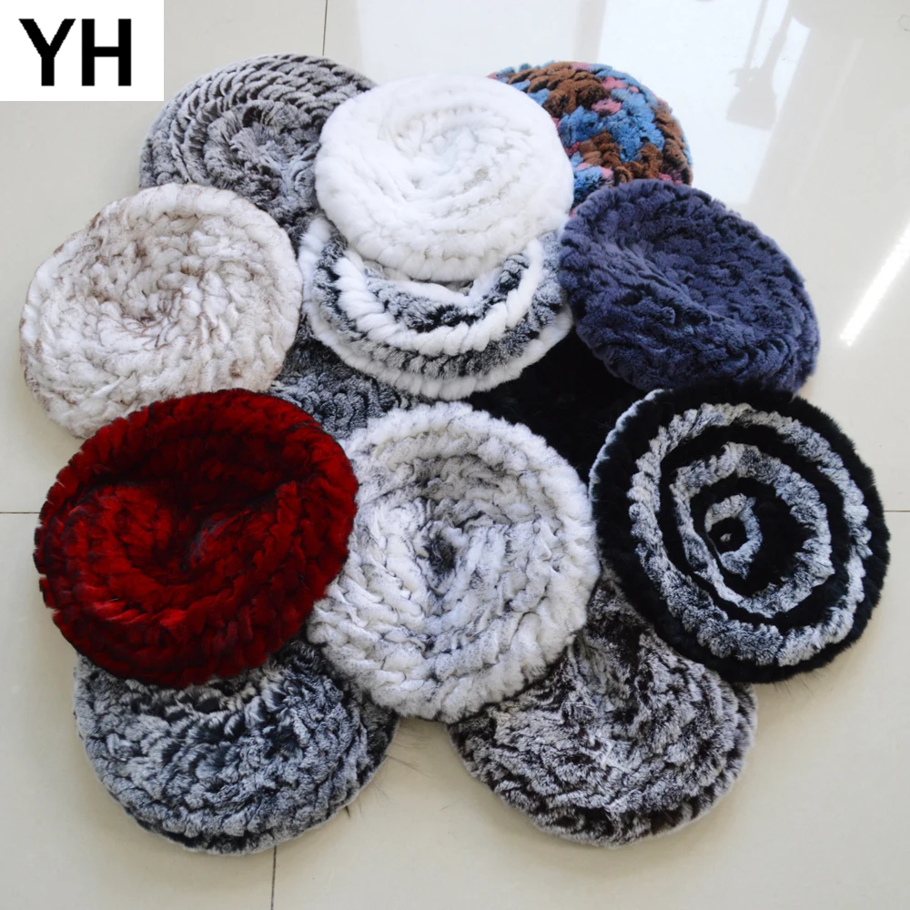 

2019 Knitted Winter Women Rex Rabbit Fur Beanies Hat Casual Warm Beret Rabbit Fur Skullies Hats Lady Real Rex Rabbit Fur Caps