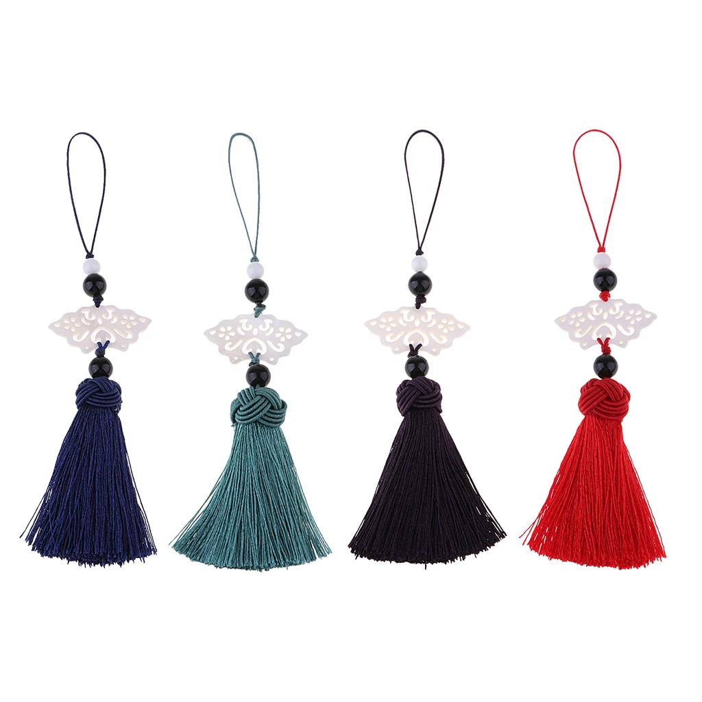 

Handmade Chinese Knot Tassel with Jade Decor DIY Bag keychain Accessories