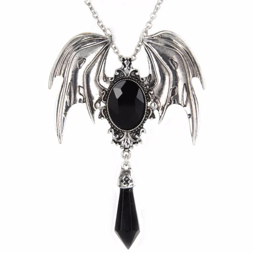 

Punk Wings Necklace Vintage Palace Bat Wings Mosaic Necklace For Women Men Halloween Party