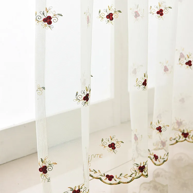 

Romantic Curtains for Bedroom Living Room Korean Garden Curtains for French Window Bay Window Rose Embroidery Tulle Wedding