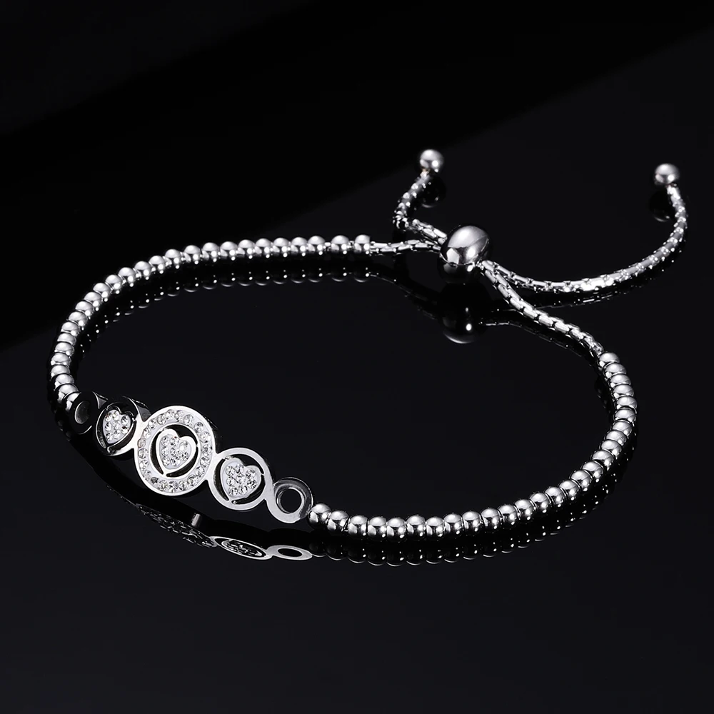 2019 Fashion New Heart Charm Handmade Bracelets For Women Stainless Steel Beads Bracelet Style Jewelry Gift Pulsera - Image 5