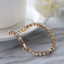 1 шт. классические женские блестящие золотые/Серебряные Браслеты Шарм Австрия Хрустальная запонка браслеты модная наручная цепочка Ювелирные изделия лучшие подарки для женщин