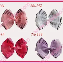 80 шт девушка бутик 3 двойной Abby OrganzaGrosgrain волос Луки Клип