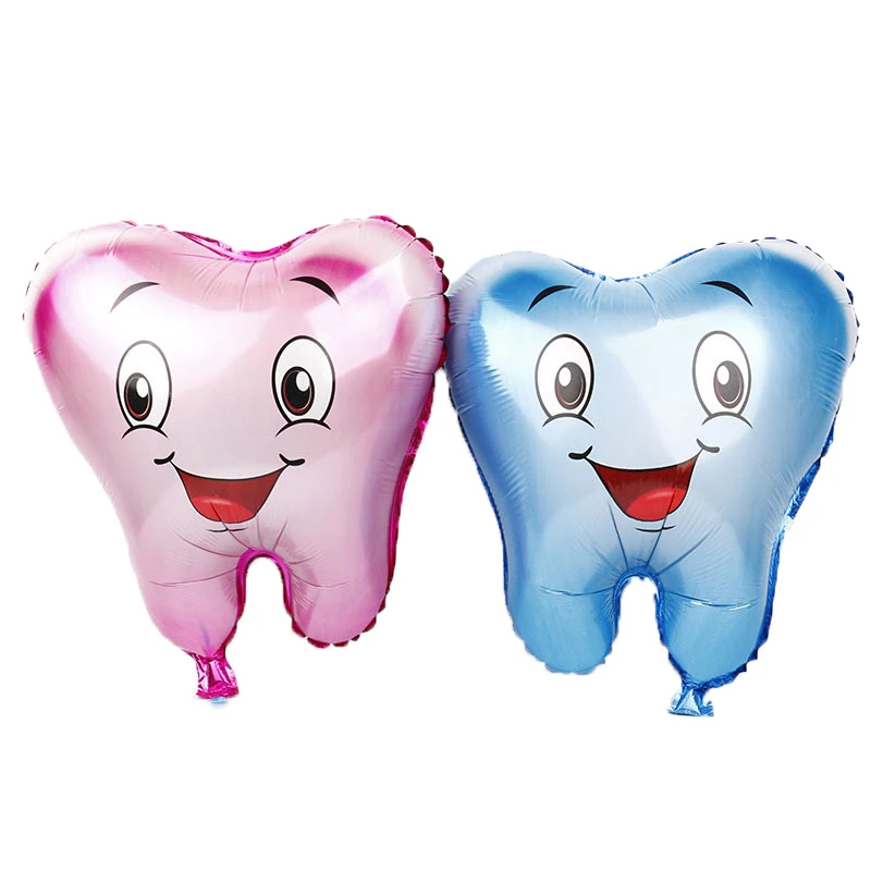 

50pcs Large Tooth Foil Balloons Blue Pink Inflatable Globos for Dentistry Clinic Home Decorations Birthday Party Supplies Ballon