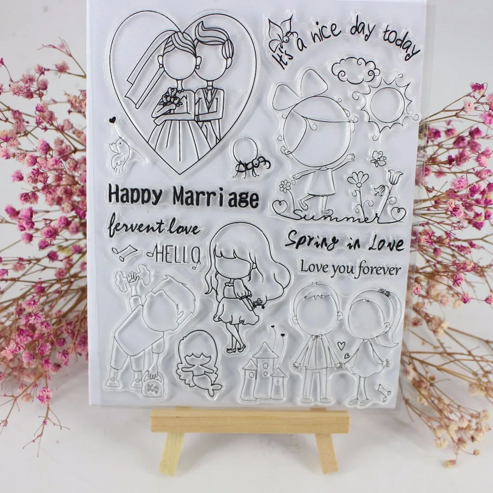 SP Wedding Metal Cutting Dies and Clear Rubber Stamp Set wedding Stamp