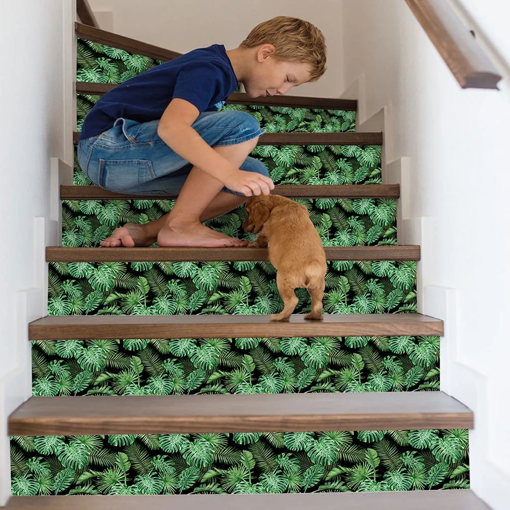 

3D Print Plant Simulation Stair Sticker Waterproof Wall Sticker DIY Home Decoration Stairs Stickers Floor 18 x100cm Apr 17