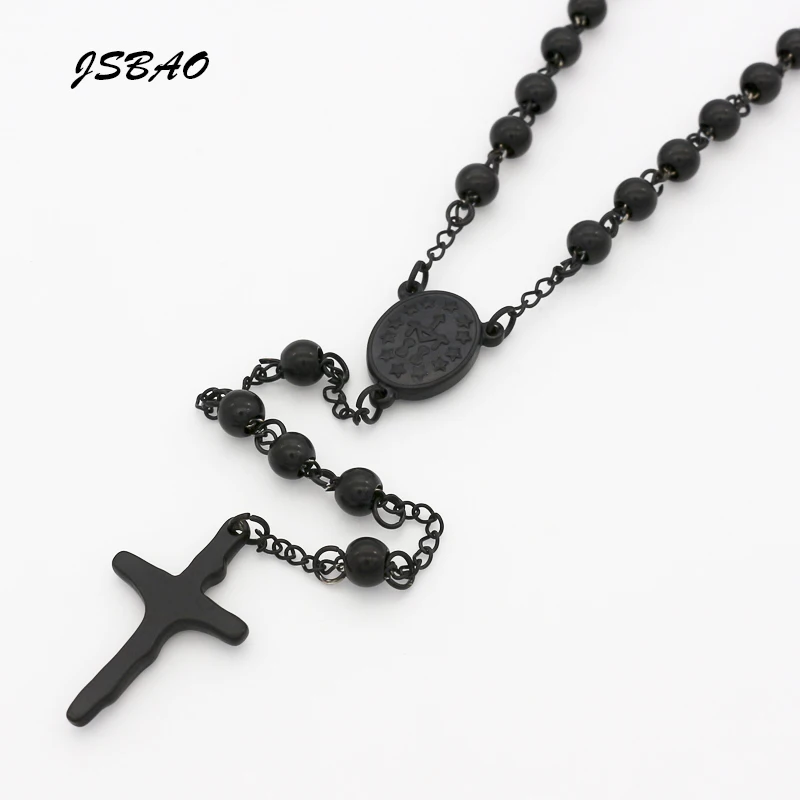 Мужская подвеска JSBAO в виде креста бекхэма ожерелье с черными четками новинка