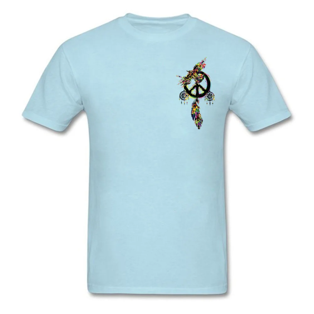 Peace dream cather Short Sleeve Tops & Tees Crew Neck 100% Cotton Fabric Men's T Shirts Custom Tops Tees 2018 Discount Peace dream cather Chest light