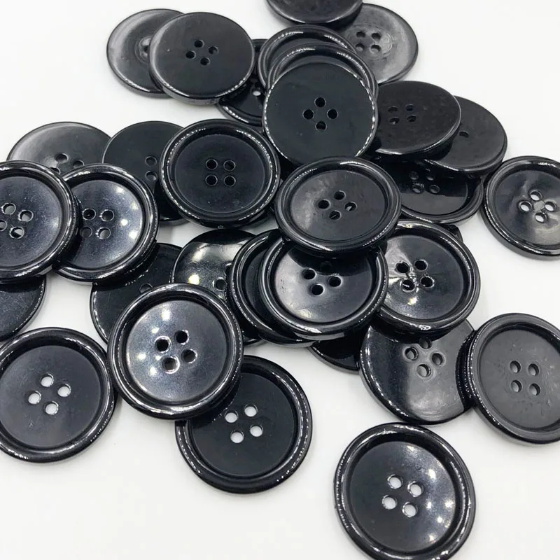 50 pcs 30MM Black Color 4 Holes Flatback Plastic Buttons Shirt Buttons