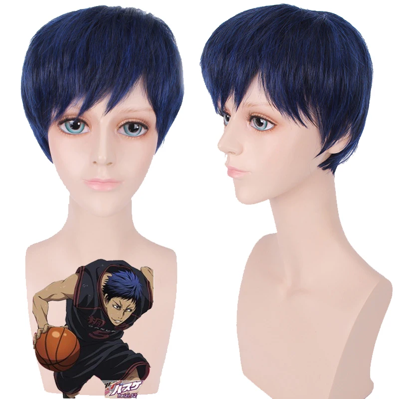 Парик для косплея Аниме Kuroko no Basuke GAKUEN Aomine Daiki Короткие термостойкие синтетические волосы костюма куроко из