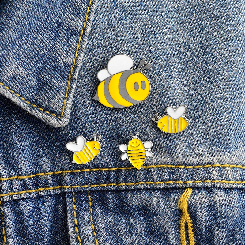 4 шт./компл. Мёд pin комплект шпильки в виде пчелы эмблемы значки на лацкан с твердой Эмалью Броши куртка рюкзак аксессуары пчелы ювелирных изделий