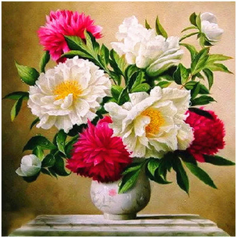 

New craft cross stitch set diy 5d whole diamond Mosaic peony flower hand made mural embroidery diamond painting