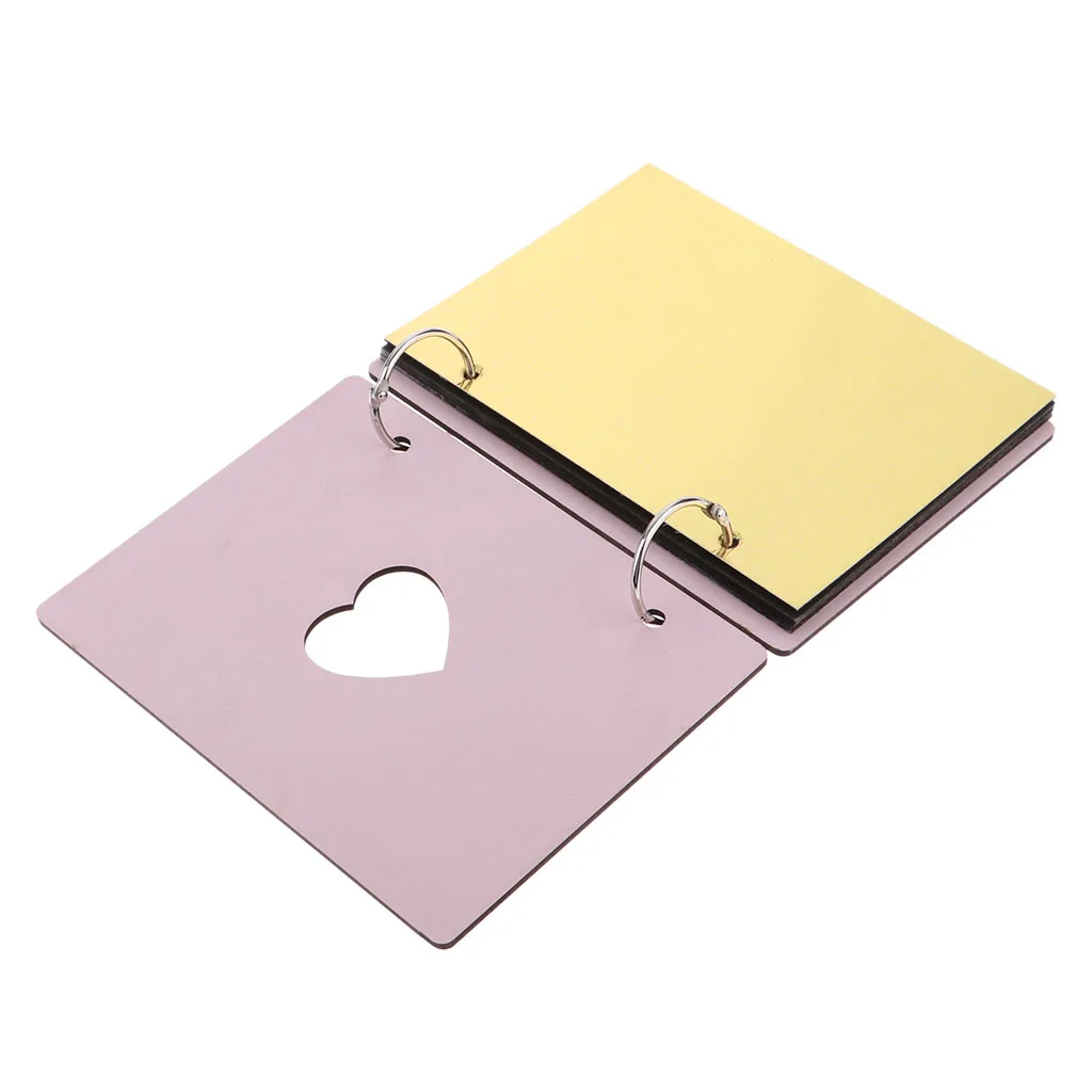 6 inch 16 Pages Kraft Paper Wooden Cover Scrapbook Photo Album Display Guest Book Craft for Wedding Valentines Day Memorial