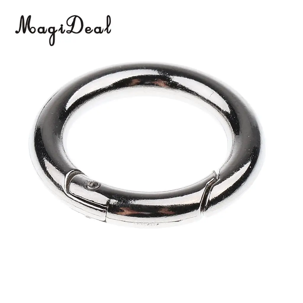MagiDeal 10 Pieces Round Push Gate Snap Open Hook Spring Ring Key Chain Carabiner