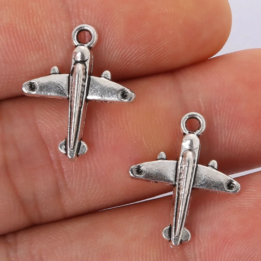 

Free Shipping 8pcs 20x17mm Antique silver plating plane Charms Pendant jewelry findings for DIY
