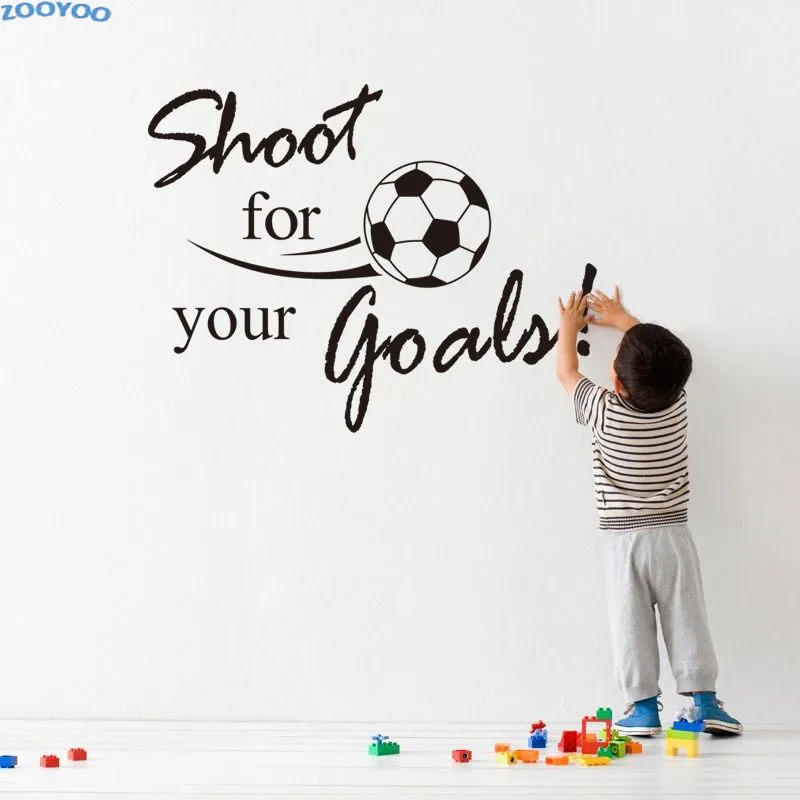 

ZOOYOO Shoot For Your Goals Soccer Wall Sticker Sport Home Decor Children Kids Room Decoration Living Room Wall Decals