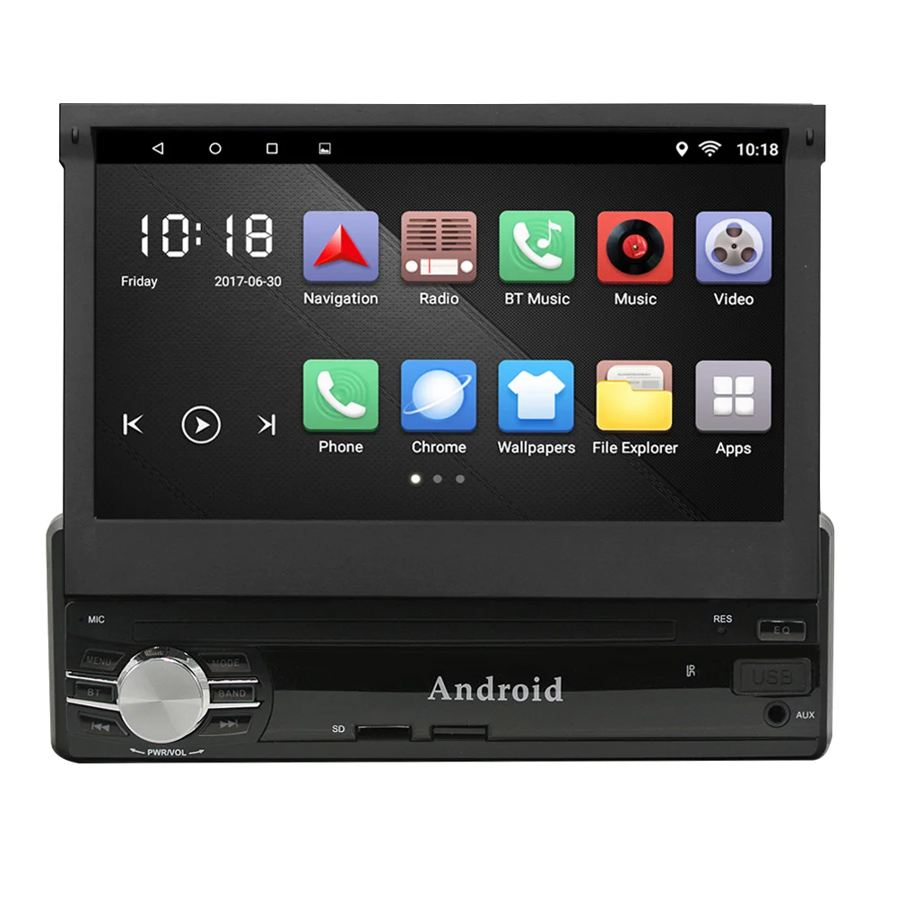 Flash Deal Android 6.0 Car MP5 Player 7 Inch Retractable Large Touch Screen GPS Navigation Bluetooth AM / FM Radio 2G+16G Multimedia Player 0