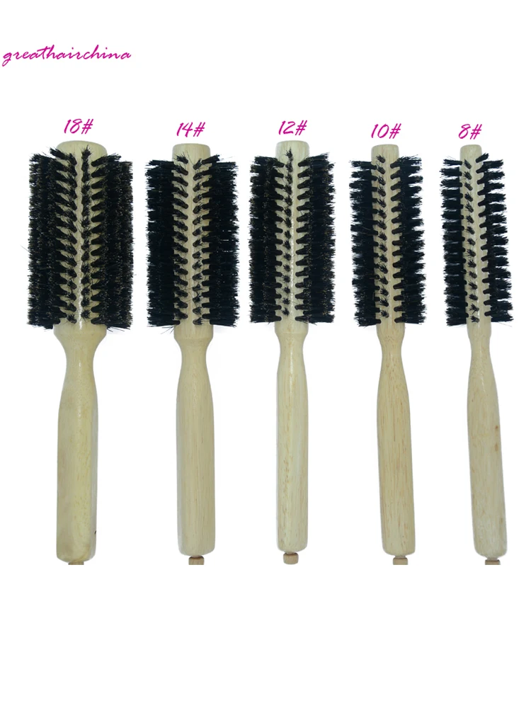 1 шт. парик из натуральной щетины, дерева. cepillos para el pelo escova de cabelo detangling волос щетка Профессиональная круглая расческа для волос