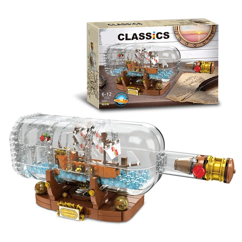 

SLPF Bottle In The Boat Movie Series Pirate Ship Children Educational DIY Assembled Building Blocks Toys Compatible Legoing I26