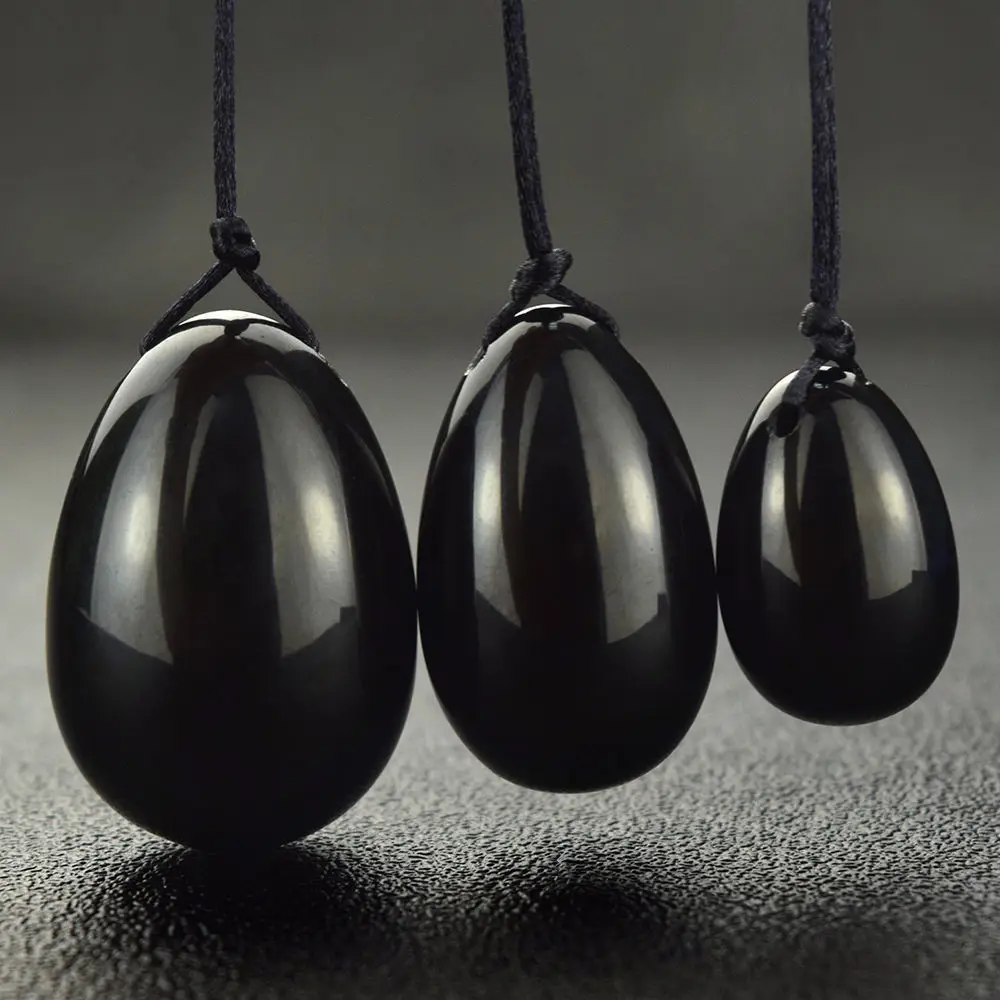 

natural obsidian crystal Drilled Yoni Eggs For Kegel Exercise Pelvic Muscle Tightening Ball