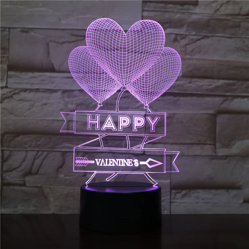 

Table Lamp bedroom Love heart balloon decorative lights gece lambasi Lampara RGB valentines Gifts USB 3D LED Night Light