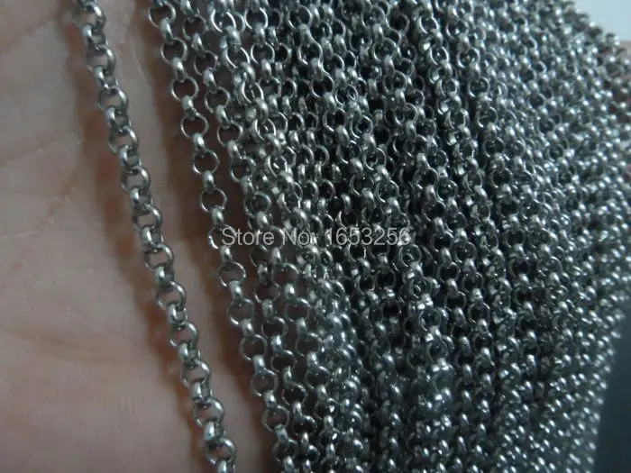 

Lot of 5 meters in bulk 4mm Wide Stainless Steel Round ROLO Link Chain Jewelry Finding /Marking Chain DIY Shiny