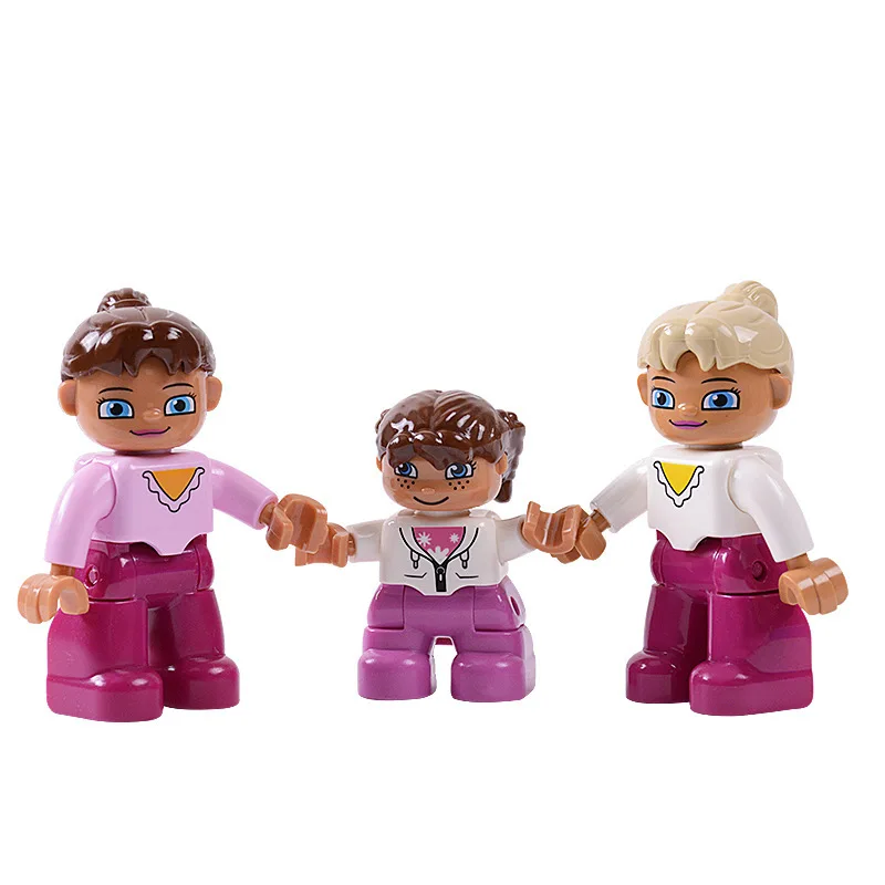Big Size Action Figures City Princess Pirate Policemen Family Series Building Blocks Compatible Brand Duploes Education Toys