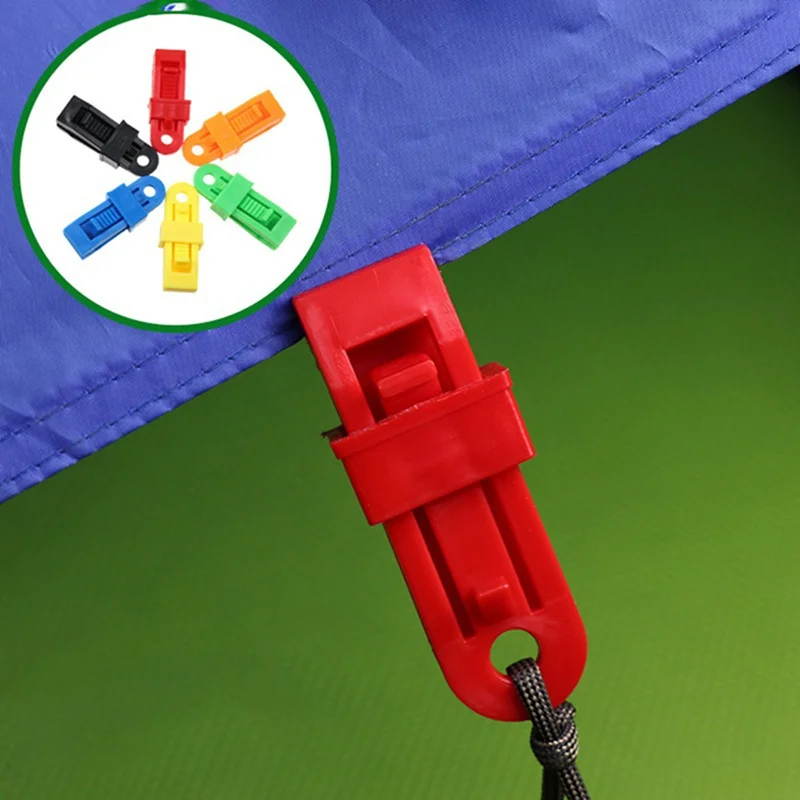 

5pcs Random Color Tent Canopy Clip Windproof Fixed Clip Outdoor Camping Wind Rope Buckle multi-function Rope Buckle