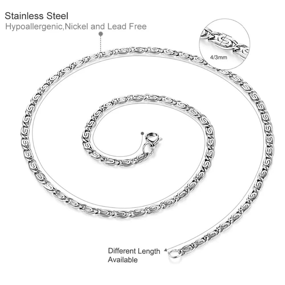 Нержавеющая сталь звено цепочка на шею для мужчин серебряного цвета цепочка с улиткой ожерелье s женское состояние мужчины t воротник Подвески для чокера ювелирные изделия FN14