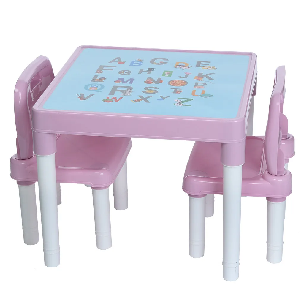 Plastic Kids Table And 2 Chairs Set, Set For Boys Or Girls Toddler Children's Table And Chairs Environmentally Friendly Plastic Kids Table And 2 Chairs Set, Set For Boys Or Girls Toddler Children's Table And Chairs Environmentally Friendly