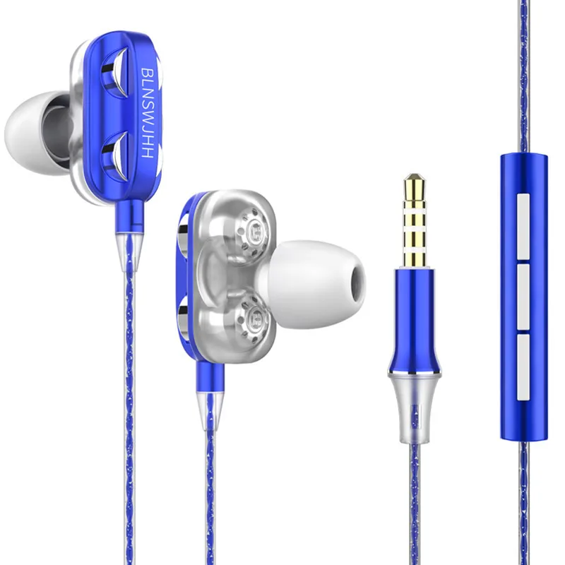 

New headphones double speaker with microphone intelligent identification line control tuning for iphone 6S Samsung Xiaomi redmi
