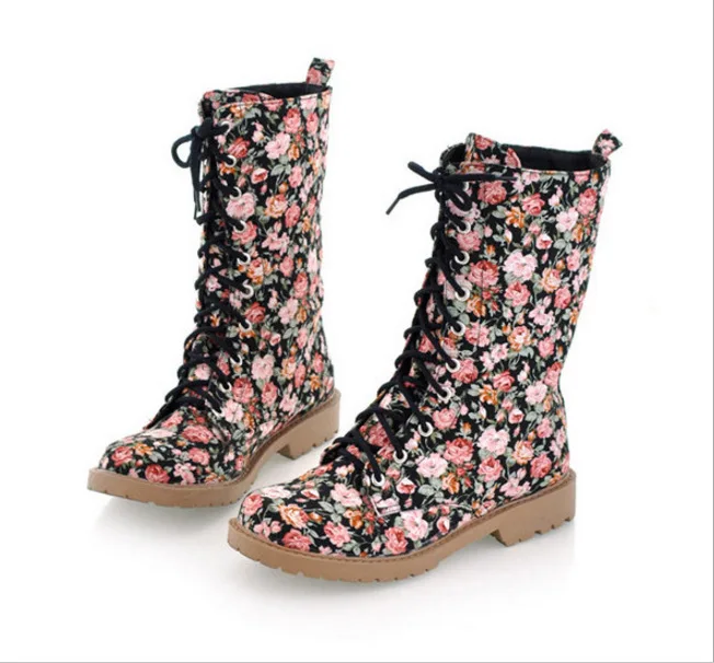 Г.; зимние плюшевые женские ботинки на плоской подошве с цветочным рисунком; короткие ботинки для отдыха на шнуровке; большие размеры 34-44