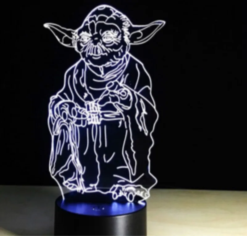 Светодиодный 3d-ночник лампа Звездные войны Мастер Йода сенсорный датчик Цвет Изменение комнаты офисное украшение подарок на день рождения крутая 3d лампа