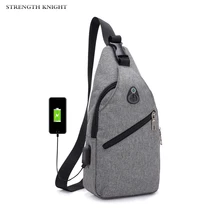 Fashion casual men chest pack single shoulder bags USB charging chest bag crossbody bags male anti theft single strap back bag leather crossbody bags dual use men chest bag casual messenger bag fashion men shoulder travel bag anti theft back pack