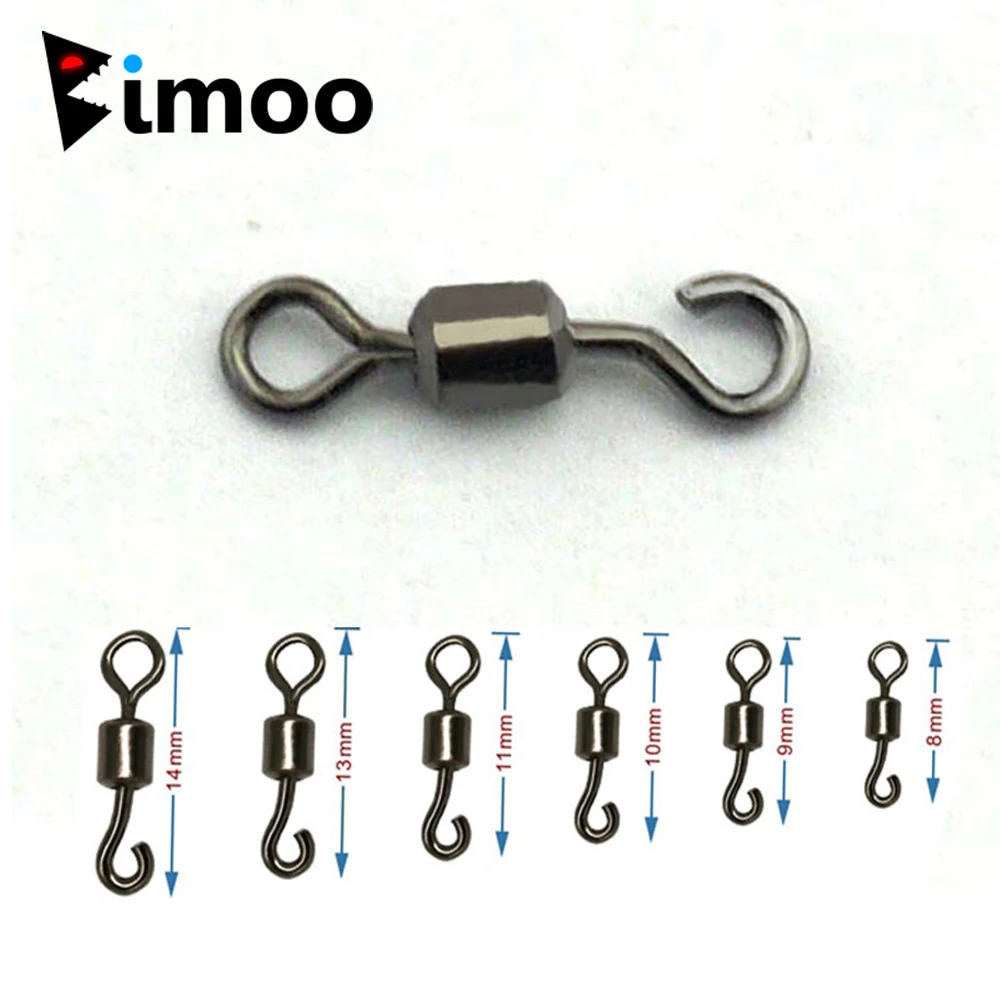 Bimoo 100PCS Open Eye Rolling Swivels Brass Fishing Connector Spinning