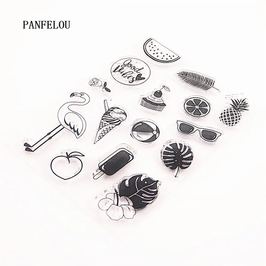 Прозрачные силиконовые каучуковые штампы PANFELOU 10 5x14 5 см для скрапбукинга с