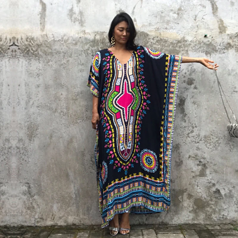 3315 Boho Du Sud Américain Exo Femmes Longue Robe 2017 De Plage Dété Robes De Soirée Florale Vintage Maxi Robe Plus La Taille Robe Robes Mujer