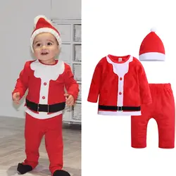 2019 одежда для маленьких девочек Зимний Рождественский костюм комплекты одежды с длинными рукавами для маленьких мальчиков Одежда для