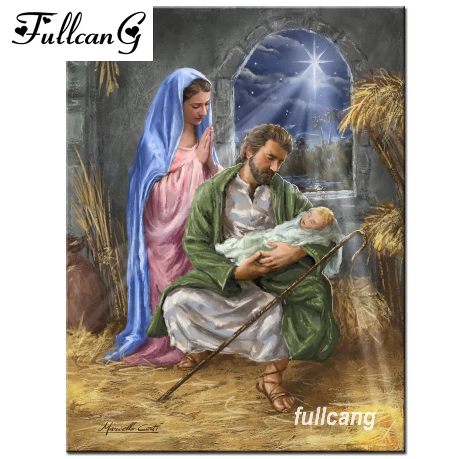 FULLCANG Jesus was born 5d Алмазная мозаика вышивка крестиком Бриллиантовая вышивка, религиозная икона полностью квадратные Стразы F541